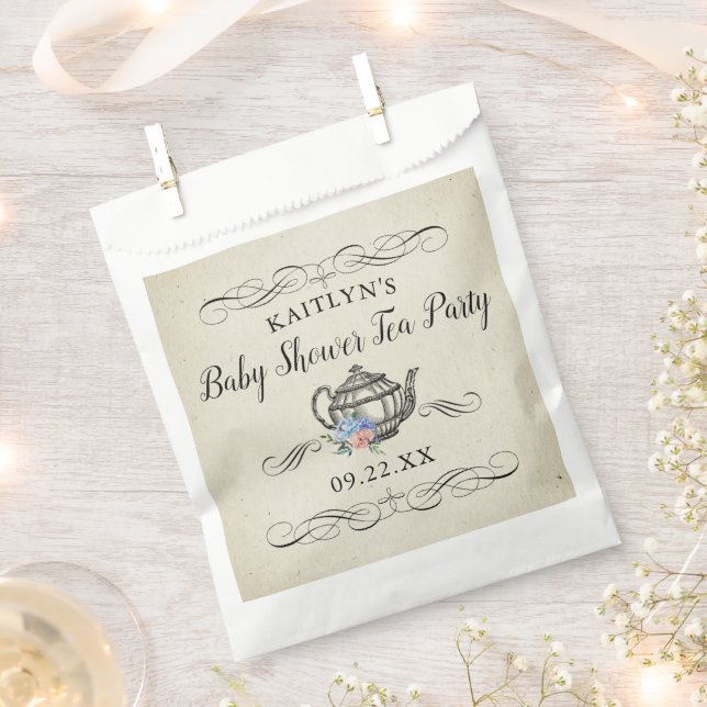 Elegantes Vintages Tea Party | Babydusche Geschenktütchen (Ausgeschnitten)