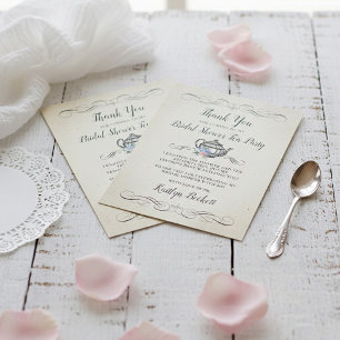 Elegantes Vintages Tea Party   BRAUTPARTY Dankeskarte