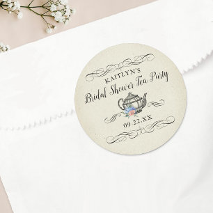 Elegantes Vintages Tea Party BRAUTPARTY Runder Aufkleber