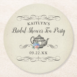 Elegantes Vintages Tea Party | BRAUTPARTY Runder Pappuntersetzer
