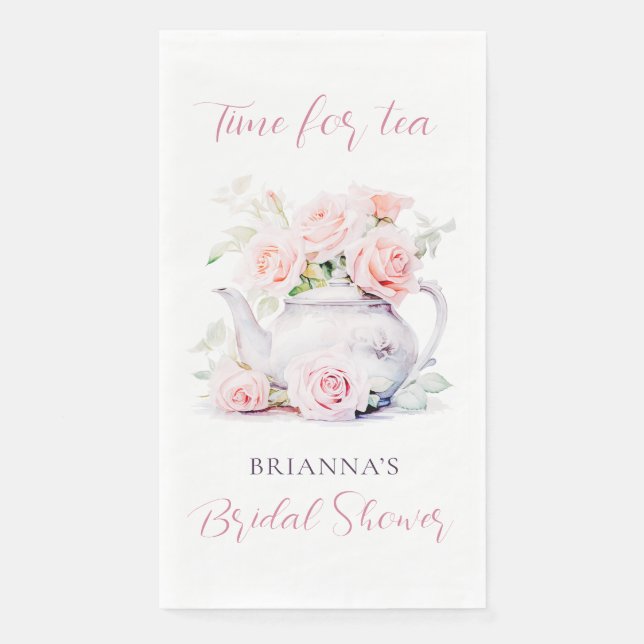 Elegantes Vintages Teapot Tea Party Brautparty Serviette (Vorderseite)