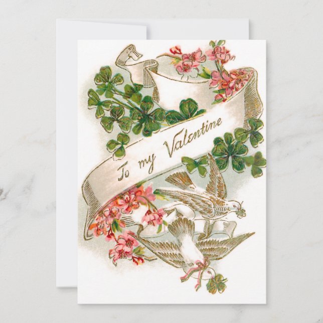 Elegantes Vintages Valentin mit Tauben Feiertagskarte (Vorderseite)
