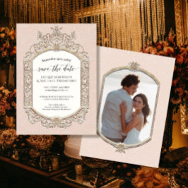 Elegantes Vintages Viktorianisch-Rosa- und Goldfot Einladung