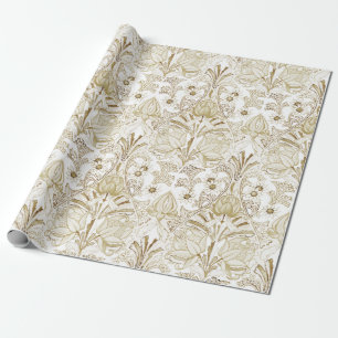 Elegantes Vintages Viktorianisches Beige Blume Mus Geschenkpapier
