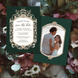 Elegantes Vintages Viktorianisches Emerald- und Go Einladung