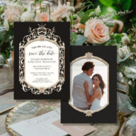 Elegantes Vintages Viktorianisches Schwarz-Gold-Fo Einladung