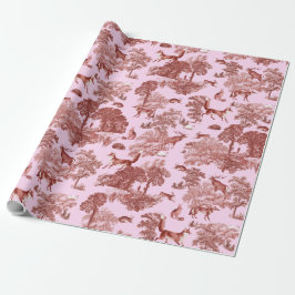 Elegantes Vintages Waldland Fox Hare Red Pink Geschenkpapier