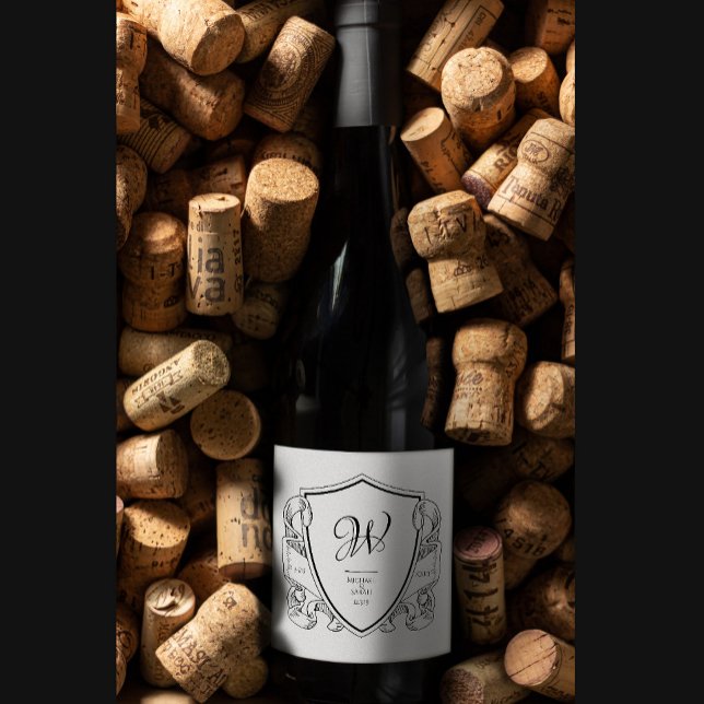 Elegantes Vintages Wappen Hochzeit Wein und Wein (Von Creator hochgeladen)