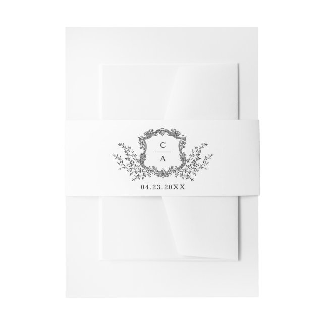 Elegantes Vintages Wappen Hochzeitmongramm Einladu Einladungsbanderole (Vorderseite Beispiel)