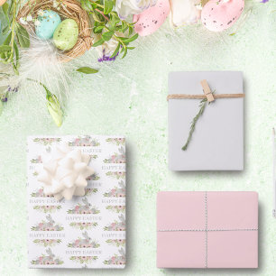 Elegantes Vintages Wasserfarben Ostern Bunny Gray Geschenkpapier Set