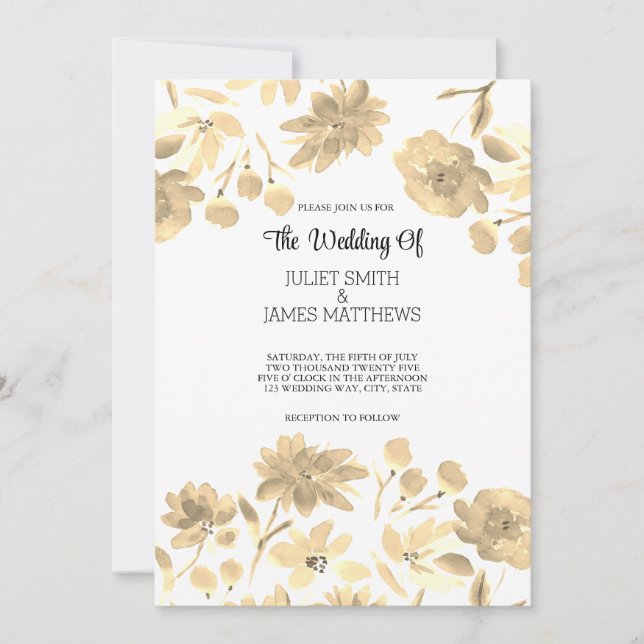 Elegantes Vintages Wasserfarbendesign Einladung (Vorderseite)