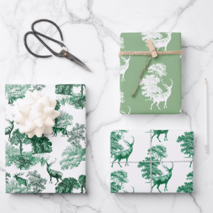Elegantes Vintages Wildtierwald Geschenkpapier Set