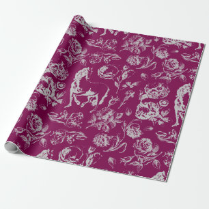 Elegantes Vintages Wine Gray Rodelbahn Muster Geschenkpapier