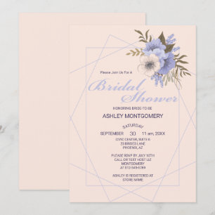 Elegantes Violet Fünf-Petal-Rose-Brautparty Einladung