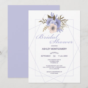 Elegantes Violet Fünf-Petal-Rose-Brautparty Einladung