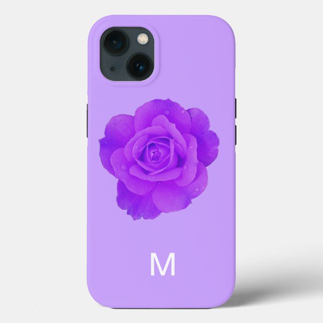 Elegantes Violet Lila florale Rose Monogramm-Gesch Case-Mate iPhone Hülle (Rückseite)