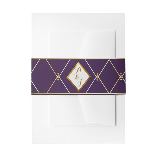 Elegantes Violet Lila und Gold Diamond geformt Einladungsbanderole (Vorderseite Beispiel)