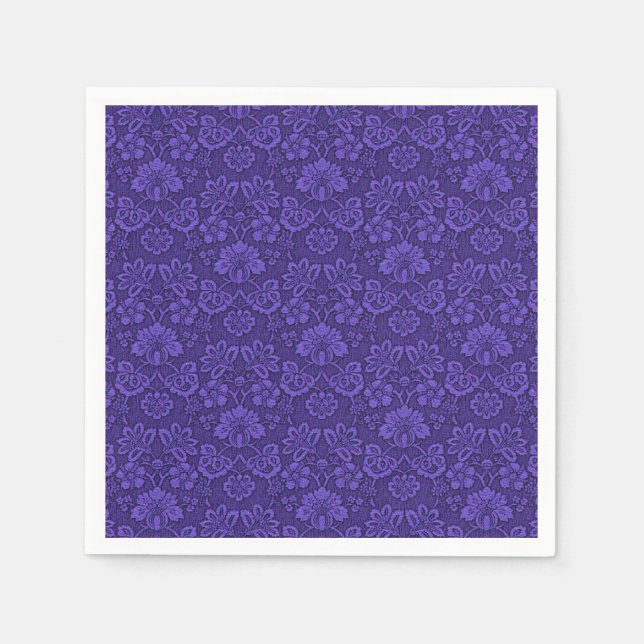 Elegantes Violet Vintag Damask Muster Serviette (Vorderseite)