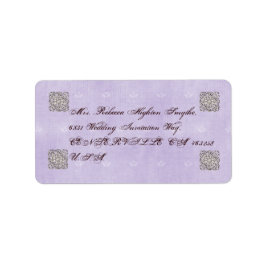 Elegantes Violet Vintage Hochzeitsplatz Adressaufkleber
