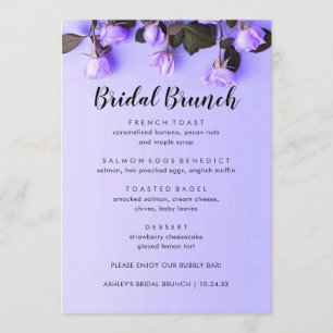 Elegantes Violets Lila Brunch-Menü Menükarte