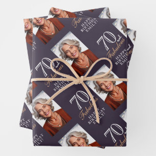 Elegantes Violett 70 und Fabelhaftes 70. Geburtsta Geschenkpapier Set