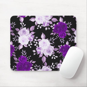 Elegantes Violett-Blume Nahtloses Muster Mousepad