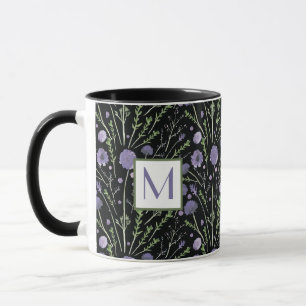 Elegantes Violett-Blumenmonogramm Tasse