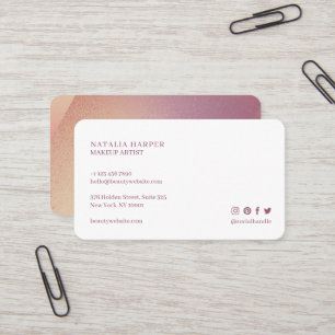 Elegantes Violett Glitzer und rosa Schönheit Makeu Visitenkarte