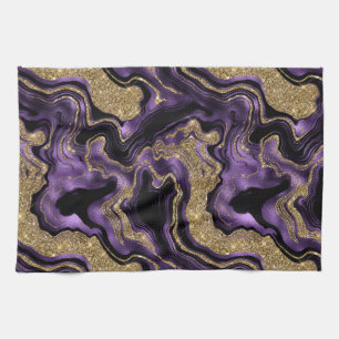 Elegantes violett-goldenes Glitter-Achat-Muster Geschirrtuch