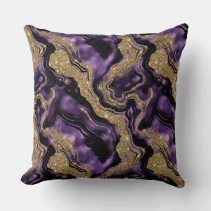 Elegantes violett-goldenes Glitter-Achat-Muster Kissen