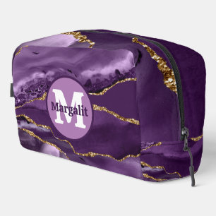 Elegantes violett-goldenes Glitter-Agate-Dopp-Kit Waschbeutel