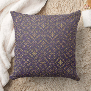 Elegantes violett-goldenes Musterkissen Kissen
