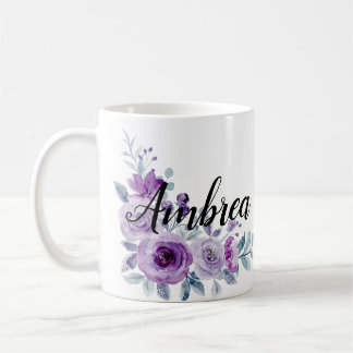 Elegantes Violett Lila Blumenbeete Personalisiert Kaffeetasse
