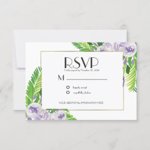 Elegantes Violett/Lila Hochzeit Wasserfarbe Floral Einladung