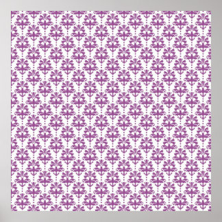 Elegantes violettes Damastmuster Poster