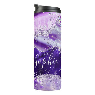 Elegantes violettes falsches Holo-Glitter-Achat Thermosbecher