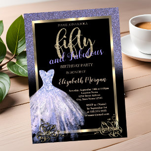 Elegantes violettes Glitterkleid 50. Geburtstagsfe Einladung
