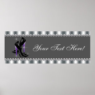 Elegantes violettes Leoparden-Hochhackenschuh-Part Poster