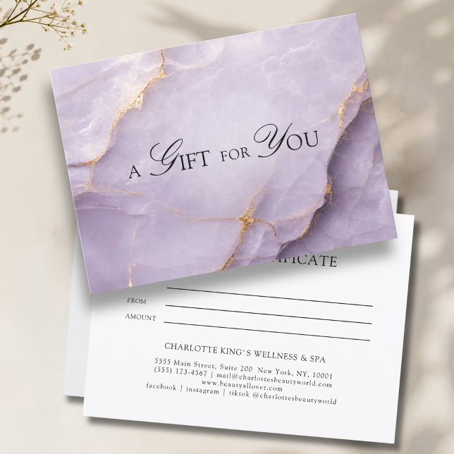 Elegantes violettes Marmor-Geschenkgutschein (A Gift for You! Violet Gold Marble Gift Certificate)