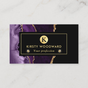Elegantes violettes und goldenes Glitter-Marmor-Ac Visitenkarte