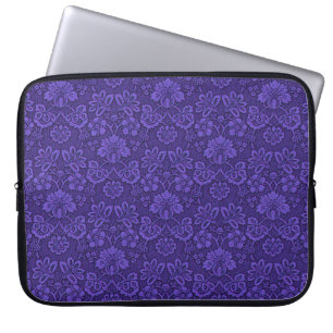 Elegantes violettes Vintage-Damaskmuster Laptopschutzhülle