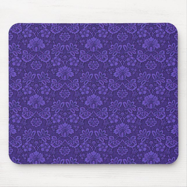 Elegantes violettes Vintage-Damaskmuster Mousepad (Vorne)