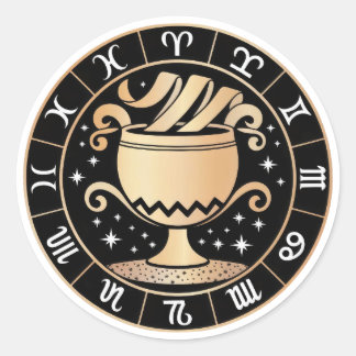 Elegantes Virgo-Sternbild Gold Schwarz Runder Aufkleber
