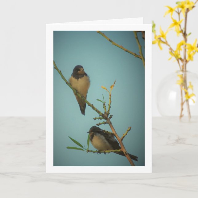 Elegantes Vogelportrait Karte (Gelbe Blume)