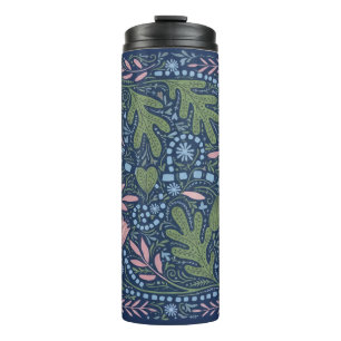 Elegantes volkstümliches Blumenmuster, vintage bot Thermosbecher