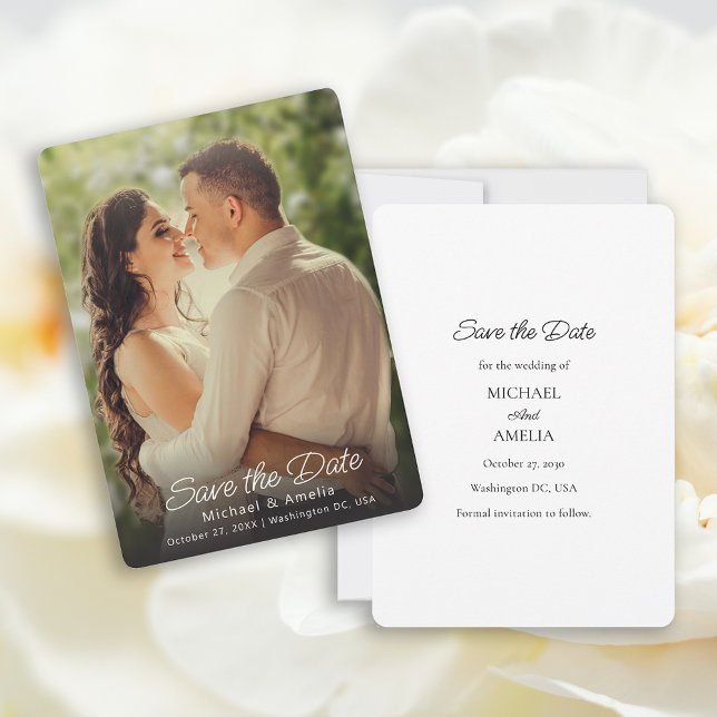 Elegantes Volles Foto Hochzeitsszendieren Speicher (Elegant Save the Date Card)