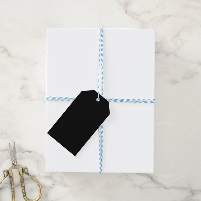 Elegantes Vollschwarz Geschenkanhänger (Mit Garn)