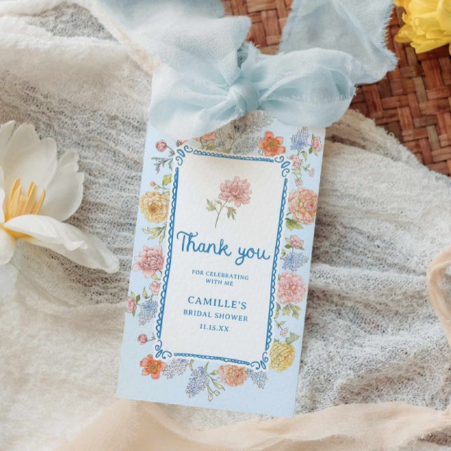 Elegantes, von Blumen gezeichnetes Brautparty Geschenkanhänger (Garden Bridal Shower Thank you tag )