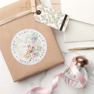 Elegantes Wald-Babyshower-Mitbringsel Runder Aufkleber