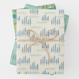 elegantes Walddiagramm Geschenkpapier Set
